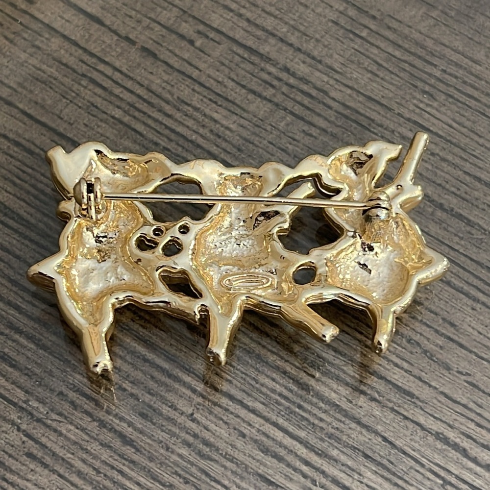 Vintage 1980s Gold Tone Three Pigs Piglets Dancing Ballerina Brooch Pin Jewelry - Picture 4 of 16